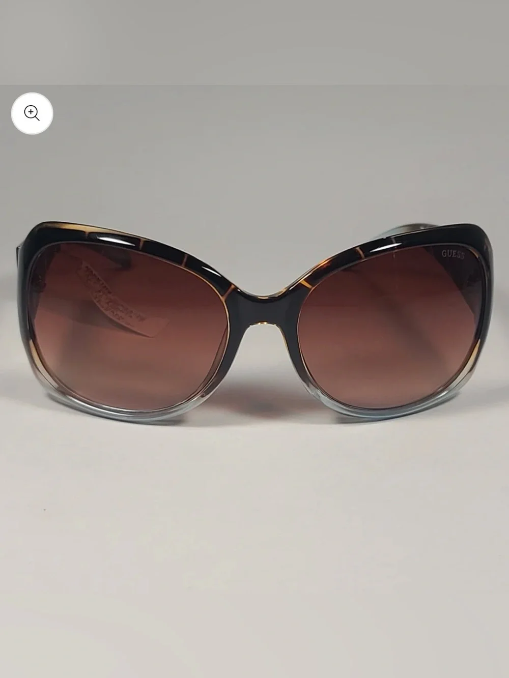 Guess Oversized Butterfly Sunglasses Brown Tortoise blue Gradient GUF200 TO-34A